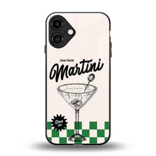 Newyork Martini back phone cover | glass case for iphone 16 plus