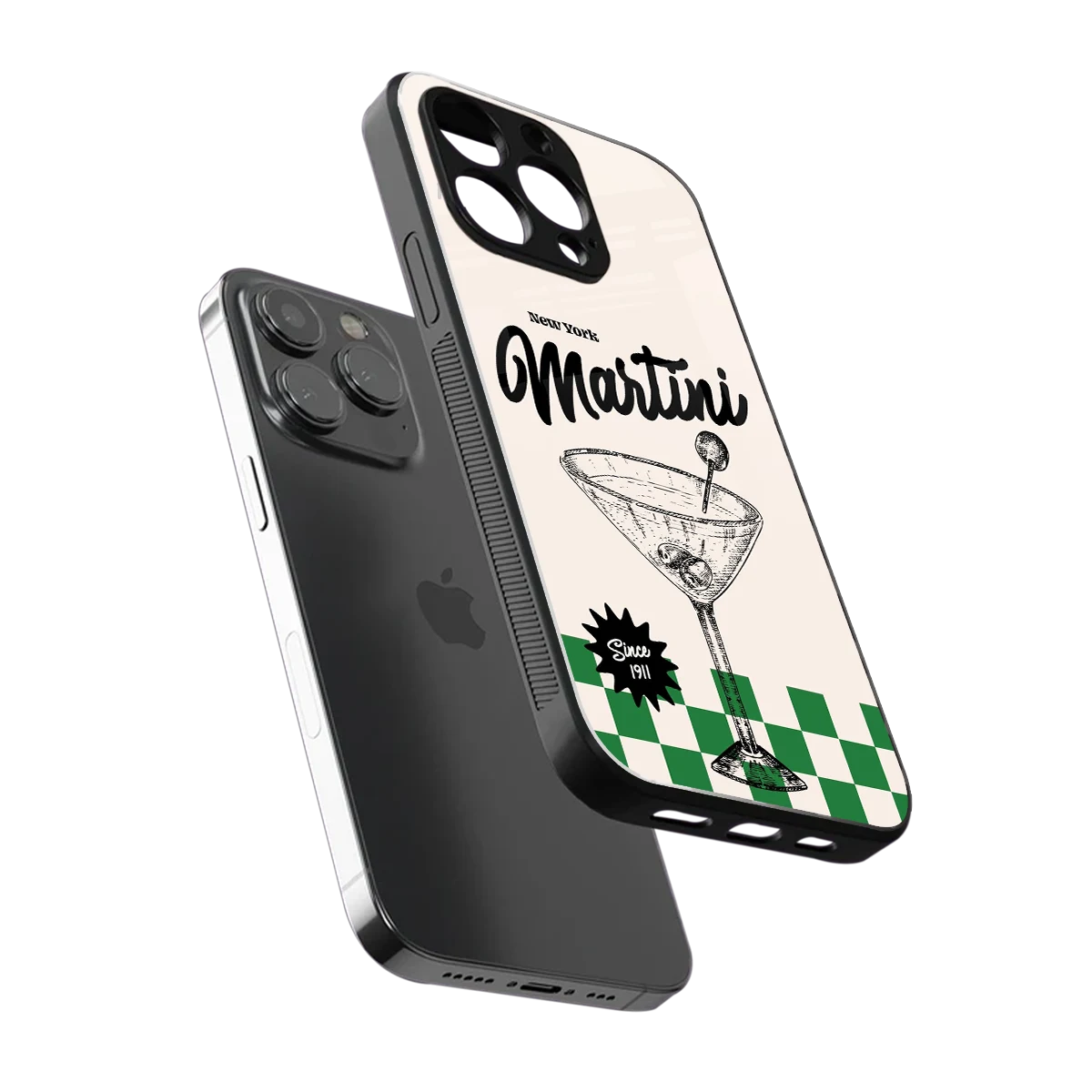 Newyork Martini sleek iphone 16 pro max cover with tempered glass back and TPU edges