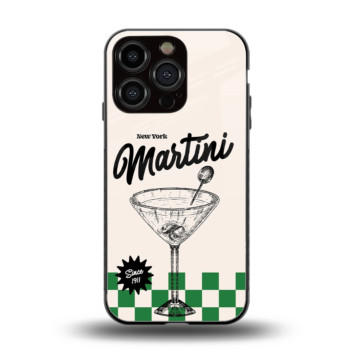 Newyork Martini back phone cover | glass case for iphone 16 pro