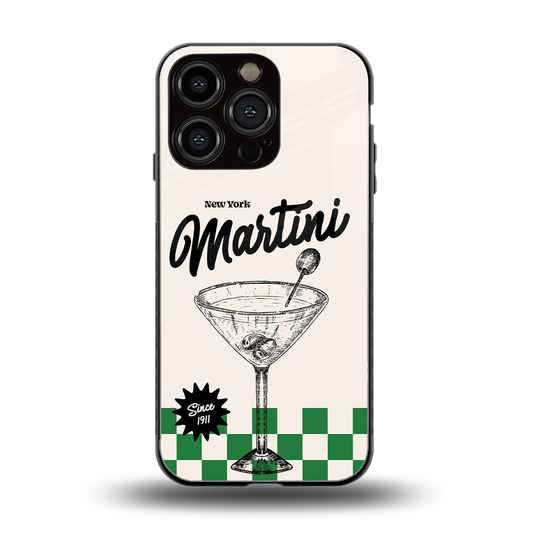 Newyork Martini back phone cover | glass case for iphone 16 pro