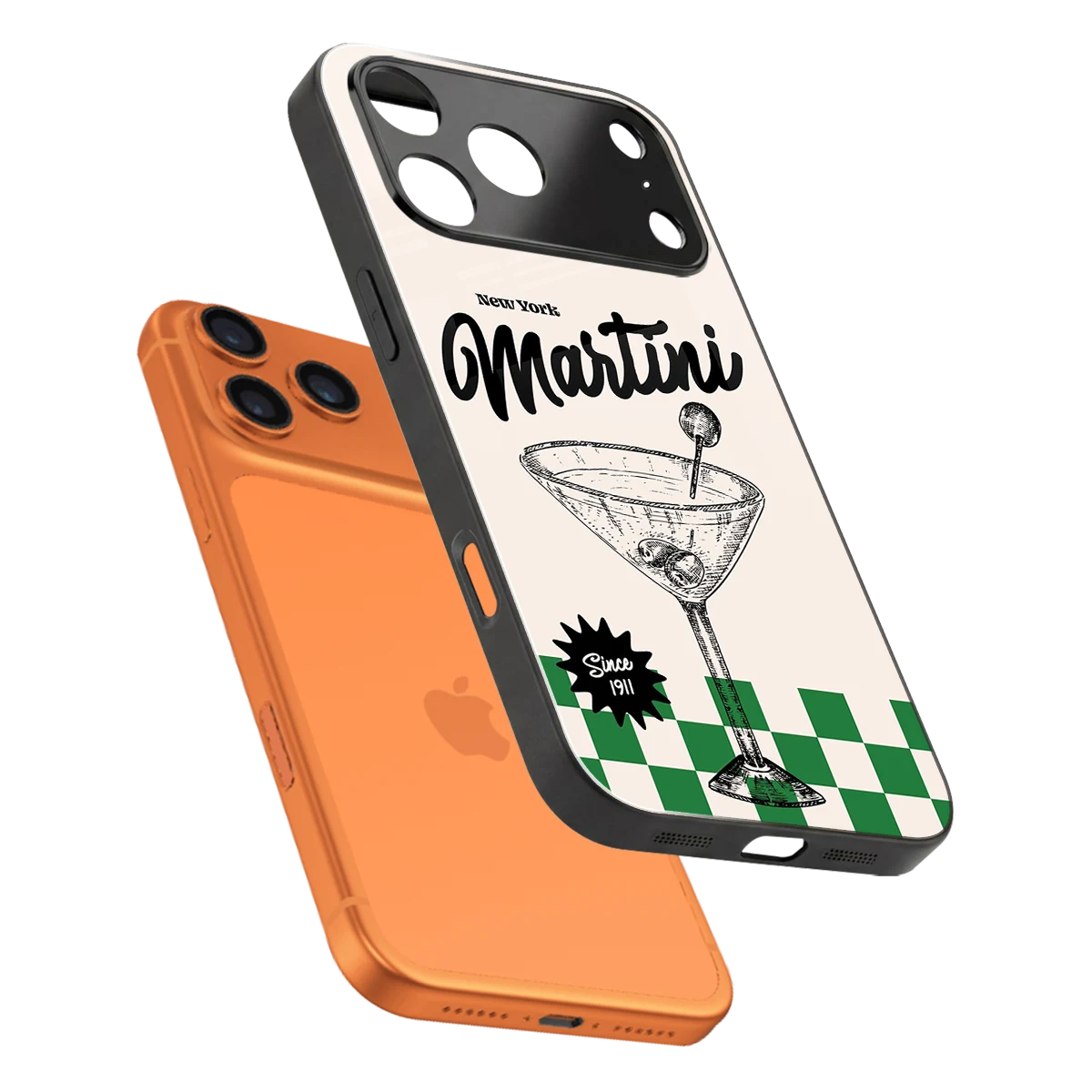 Newyork Martini sleek iphone 17 pro max cover with tempered glass back and TPU edges