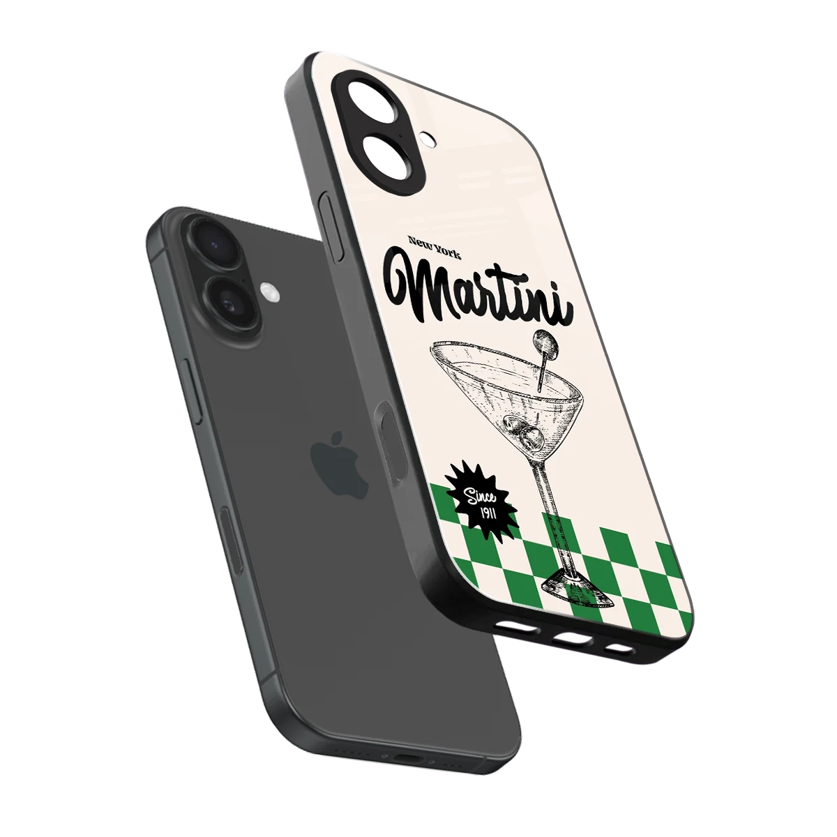 Newyork Martini sleek iphone 17 cover with tempered glass back and TPU edges