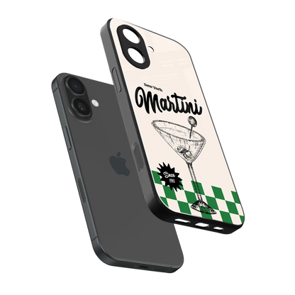 Newyork Martini sleek iphone 17 cover with tempered glass back and TPU edges