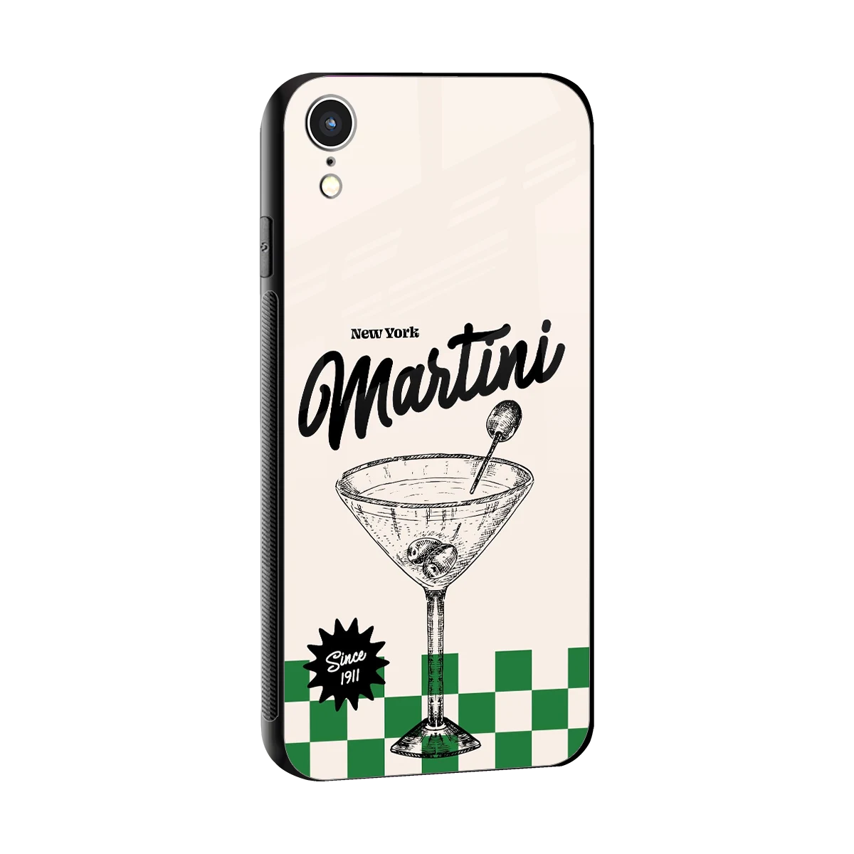 Newyork Martini sleek iphone xr cover with tempered glass back and TPU edges