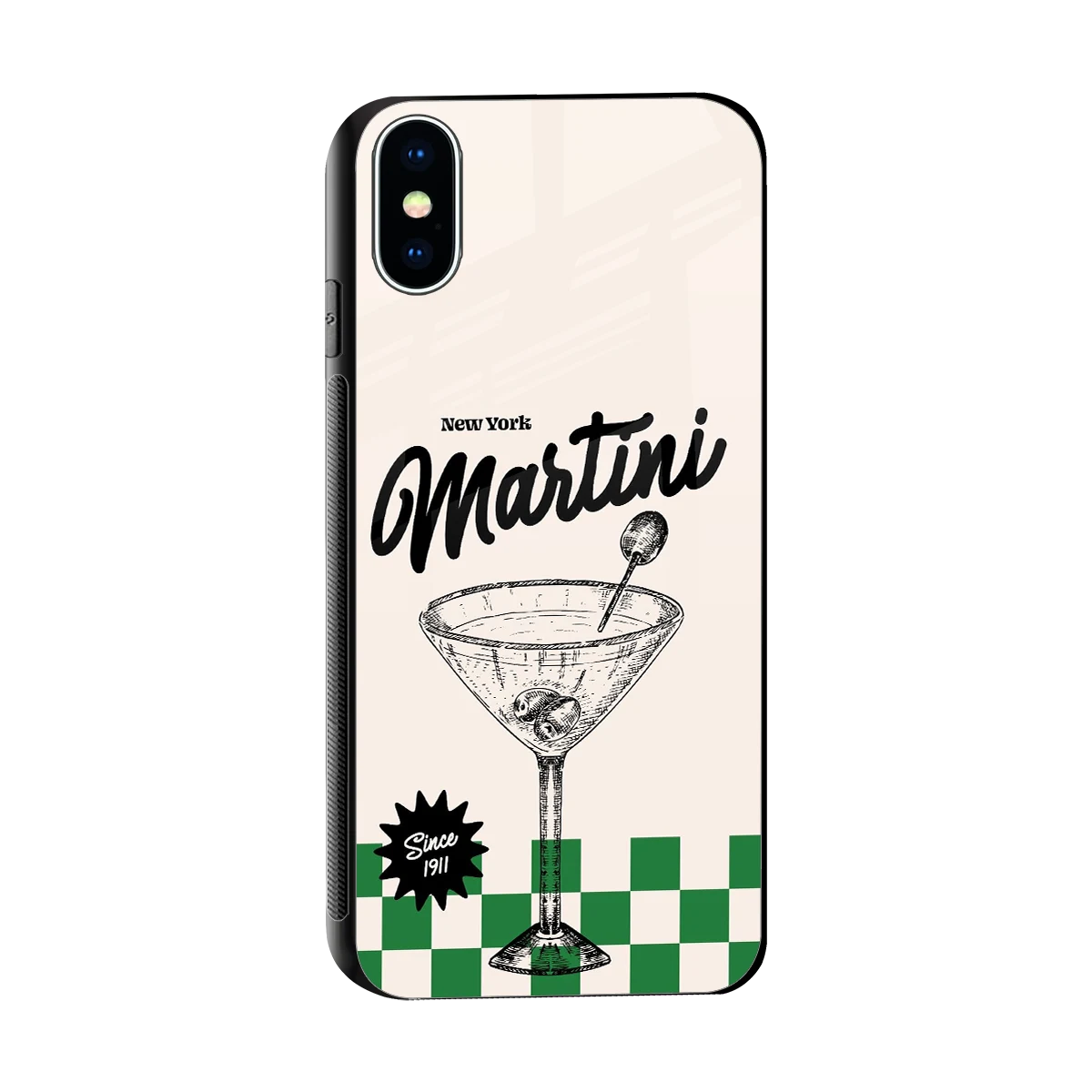 Newyork Martini sleek iphone xs cover with tempered glass back and TPU edges
