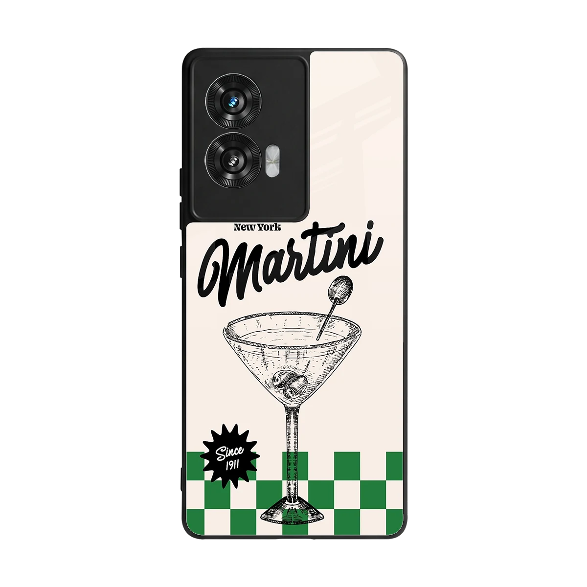 Newyork Martini back phone cover | glass case for motorola edge 50 fusion