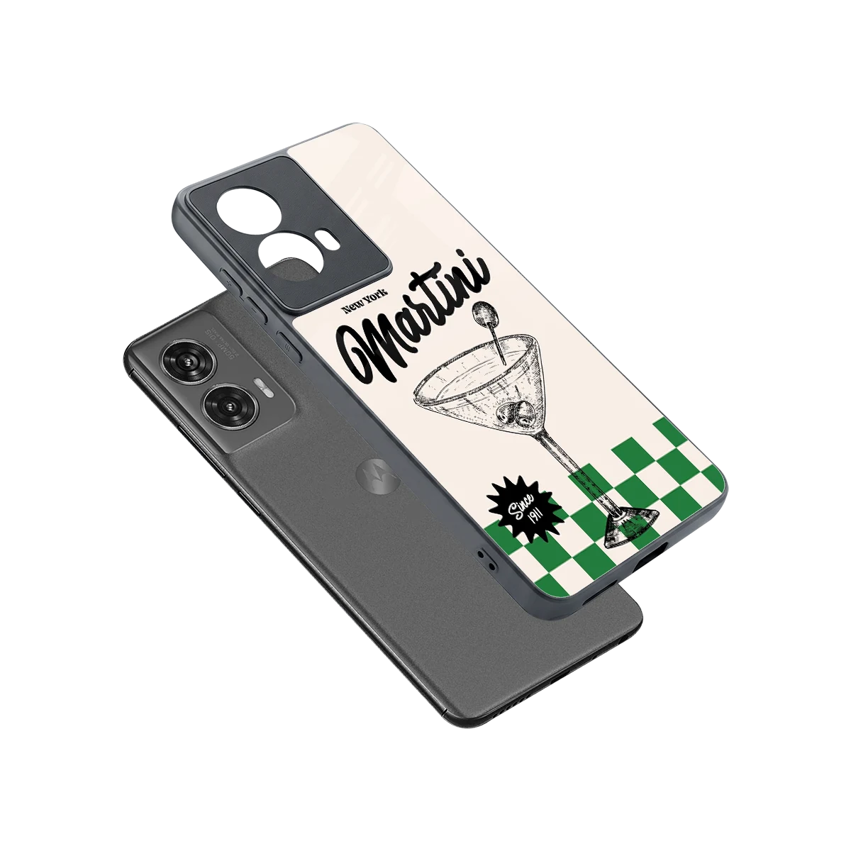 Newyork Martini sleek motorola edge 50 fusion cover with tempered glass back and TPU edges
