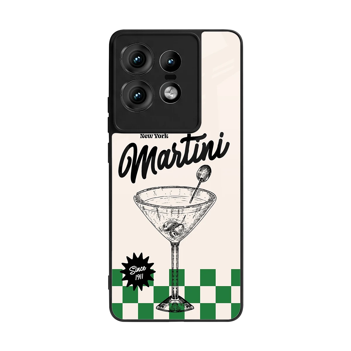 Newyork Martini back phone cover | glass case for motorola edge 50 pro
