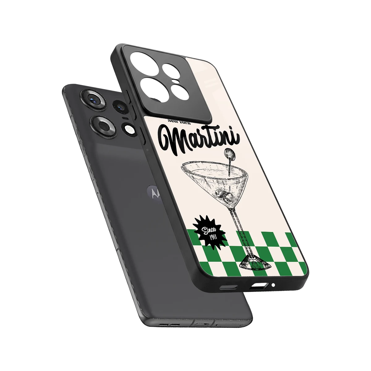 Newyork Martini sleek motorola edge 50 pro cover with tempered glass back and TPU edges