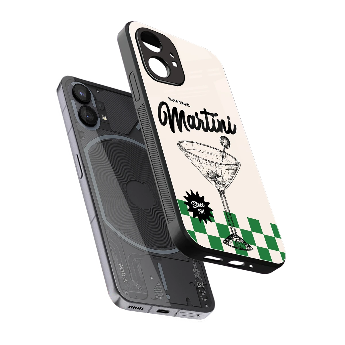 Newyork Martini sleek nothing phone 1 cover with tempered glass back and TPU edges