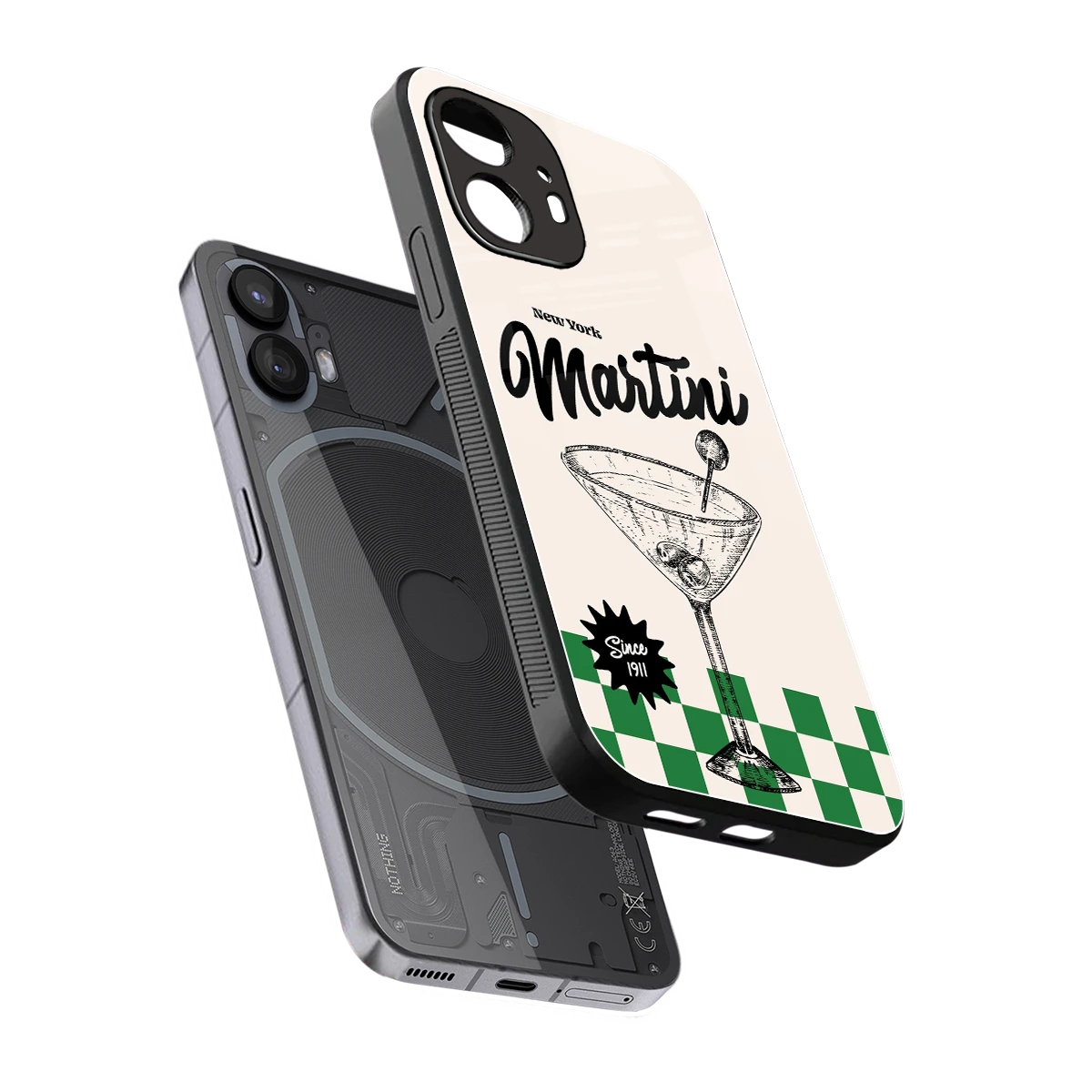 Newyork Martini sleek nothing phone 2 cover with tempered glass back and TPU edges