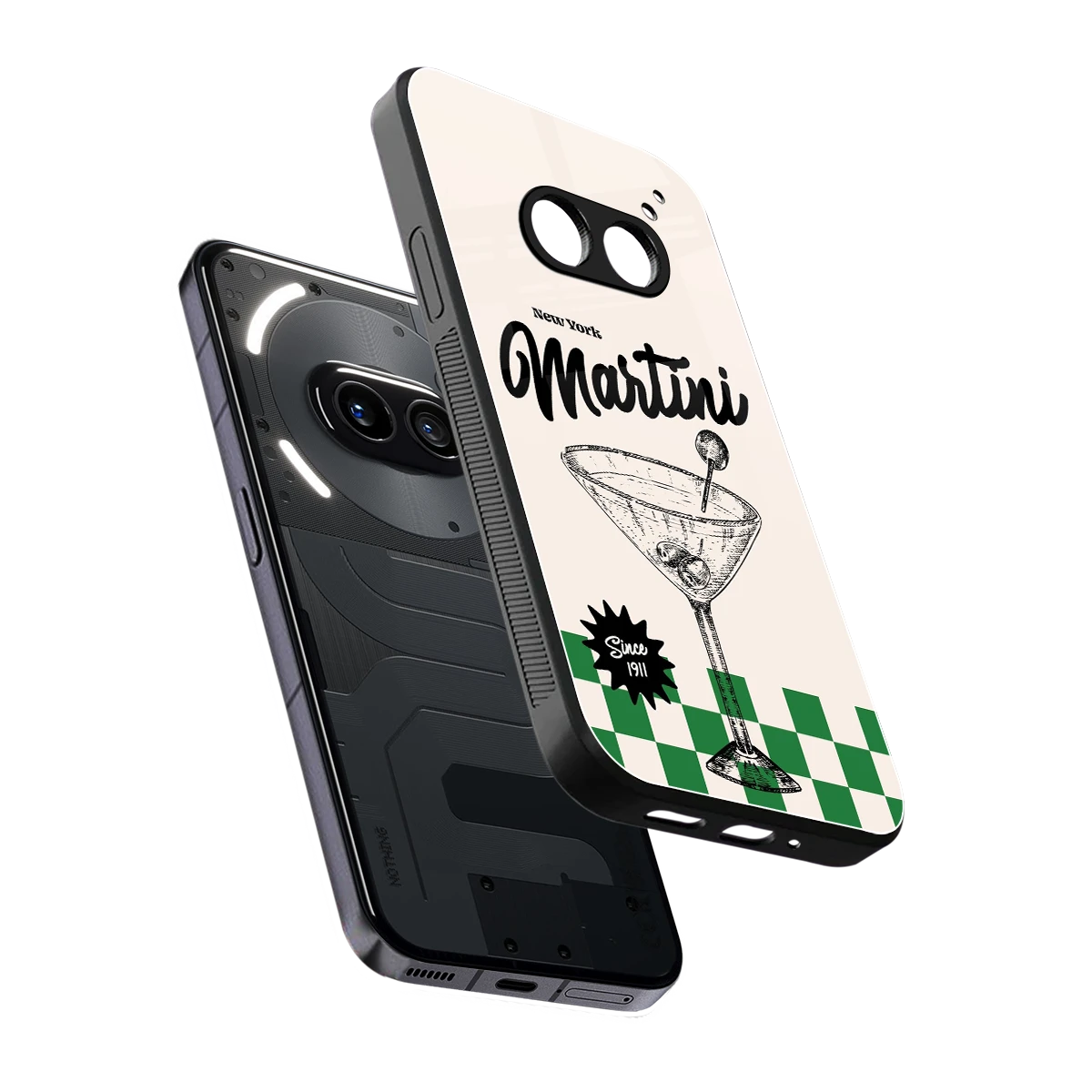 Newyork Martini sleek nothing phone 2a cover with tempered glass back and TPU edges