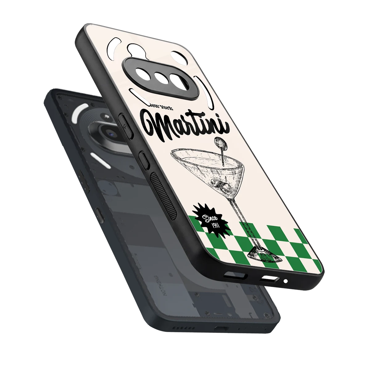 Newyork Martini sleek nothing phone 3a cover with tempered glass back and TPU edges