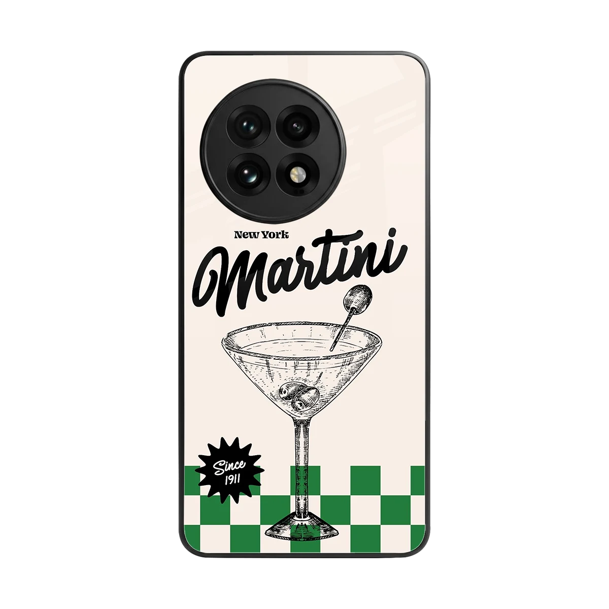 Newyork Martini back phone cover | glass case for oneplus 13r