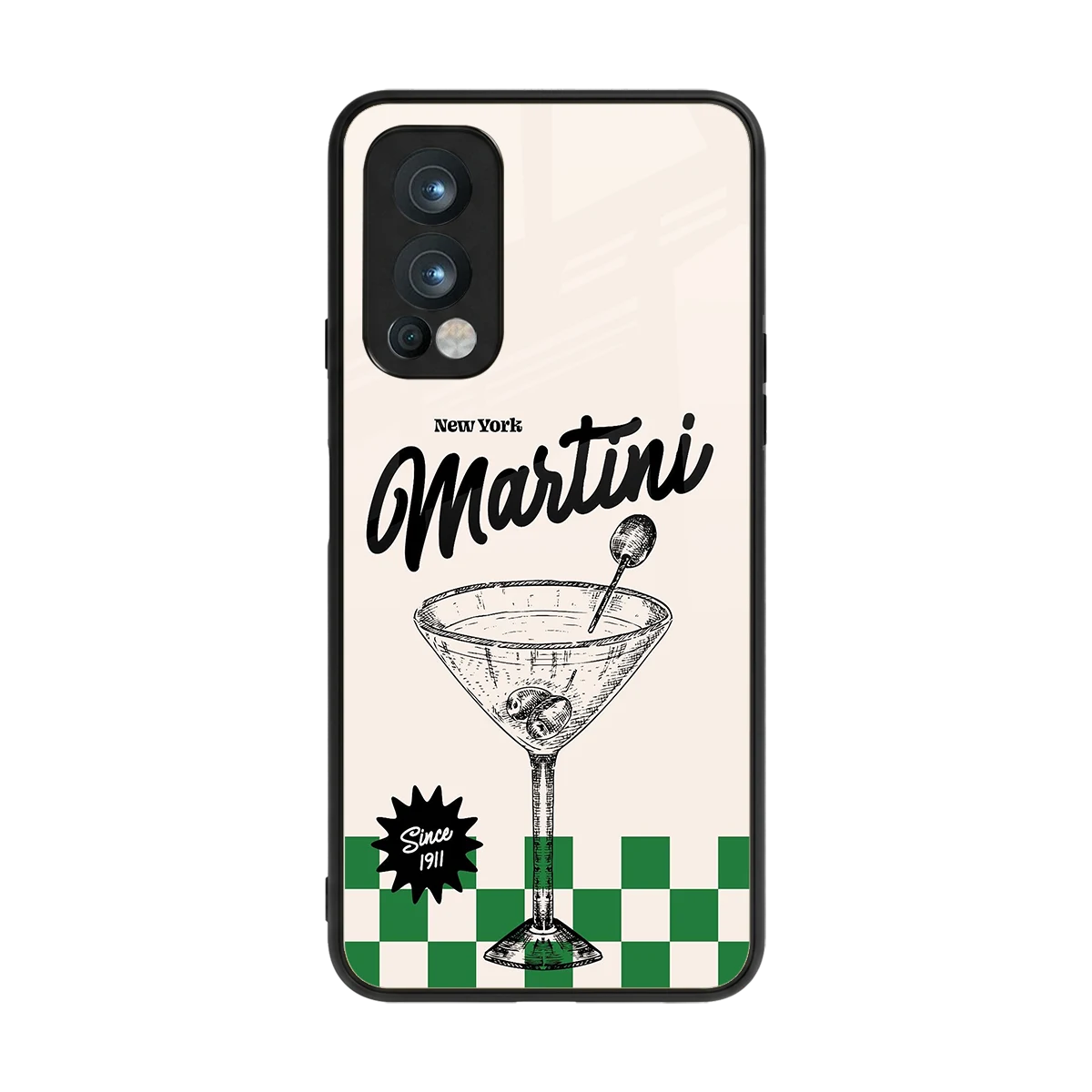 Newyork Martini back phone cover | glass case for oneplus nord 2