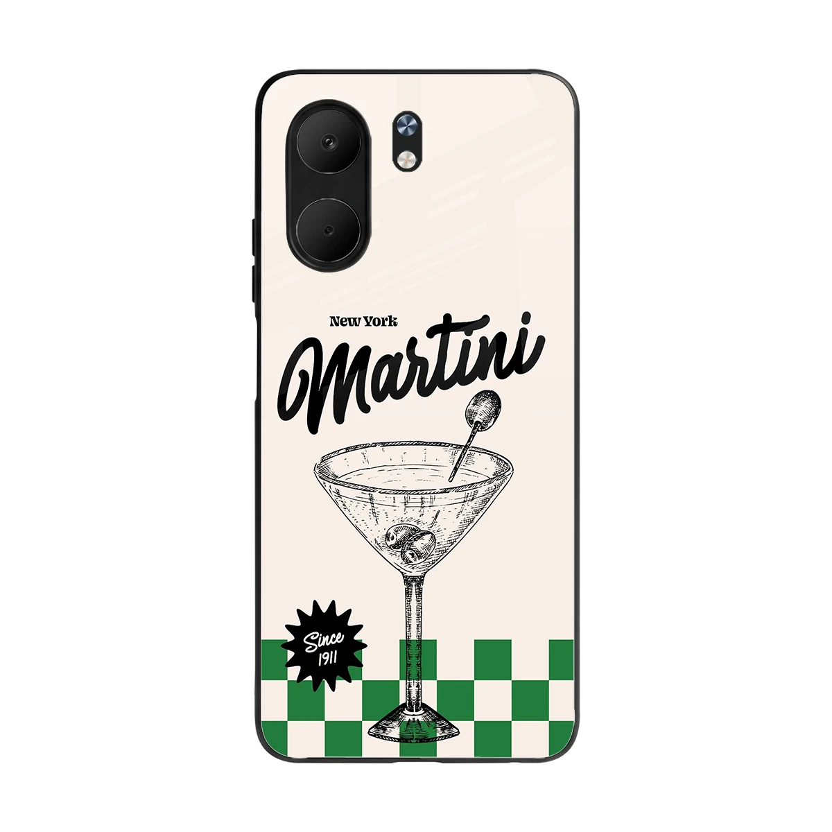 Newyork Martini back phone cover | glass case for oppo a5x 5g