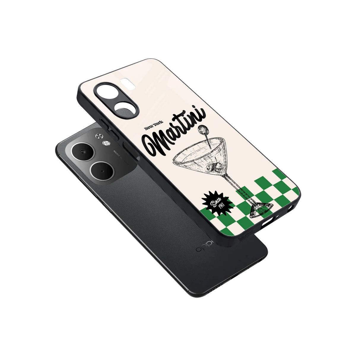 Newyork Martini sleek oppo a5x 5g cover with tempered glass back and TPU edges