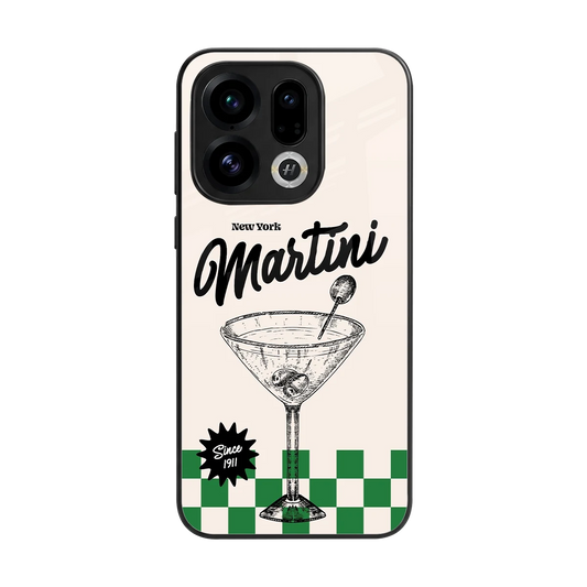 Newyork Martini back phone cover | glass case for oppo find x9