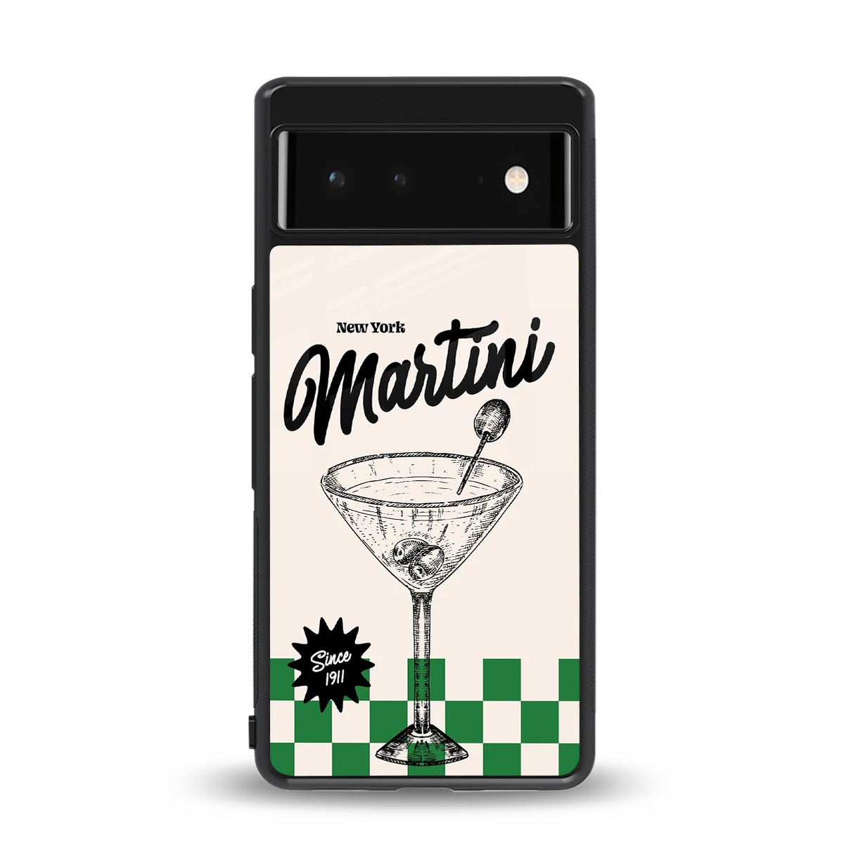 Newyork Martini back phone cover | glass case for google pixel 6a
