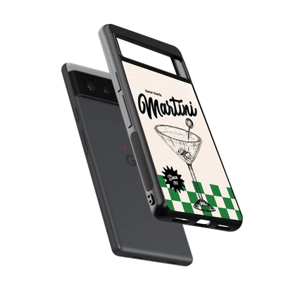 Newyork Martini sleek google pixel 6a cover with tempered glass back and TPU edges