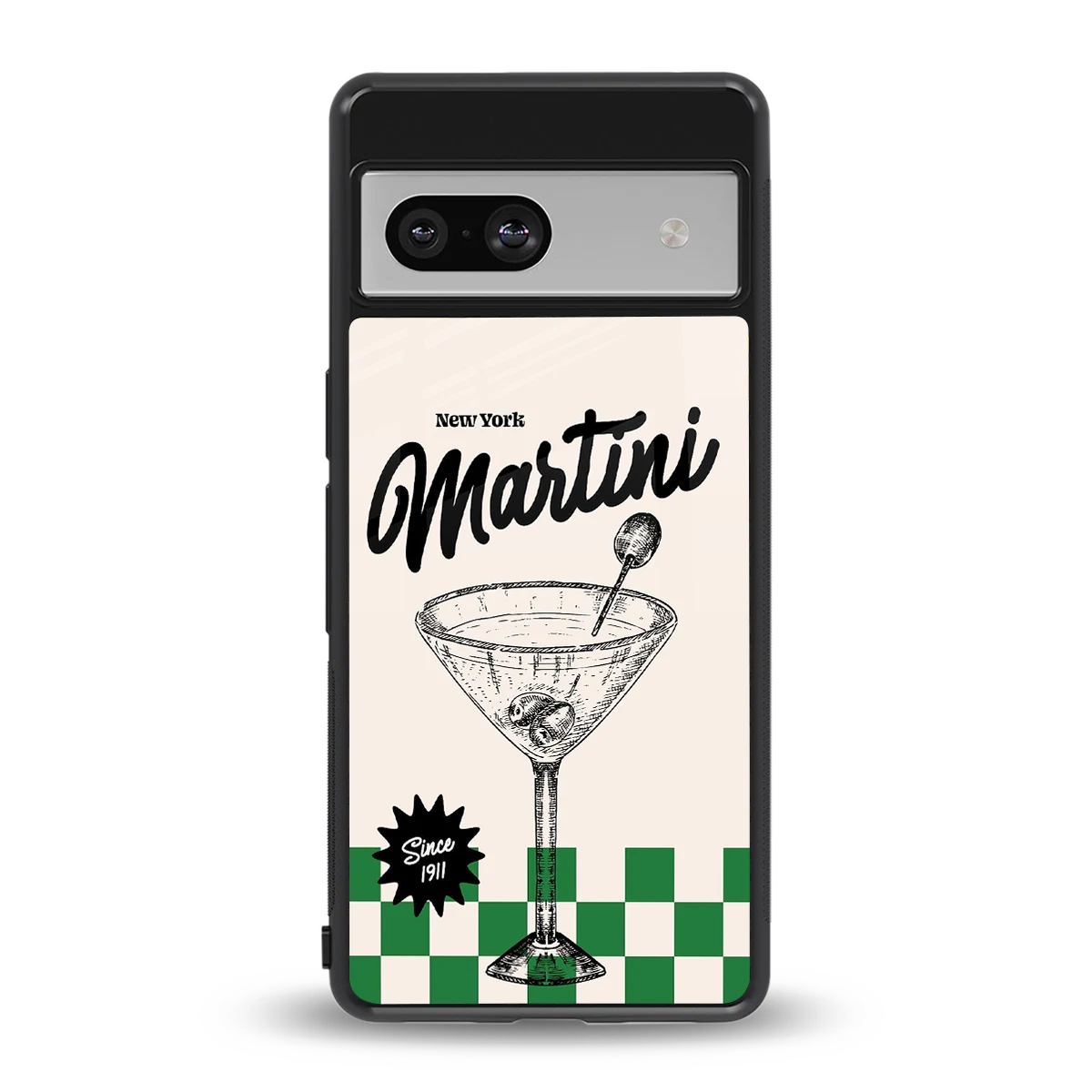 Newyork Martini back phone cover | glass case for google pixel 7a
