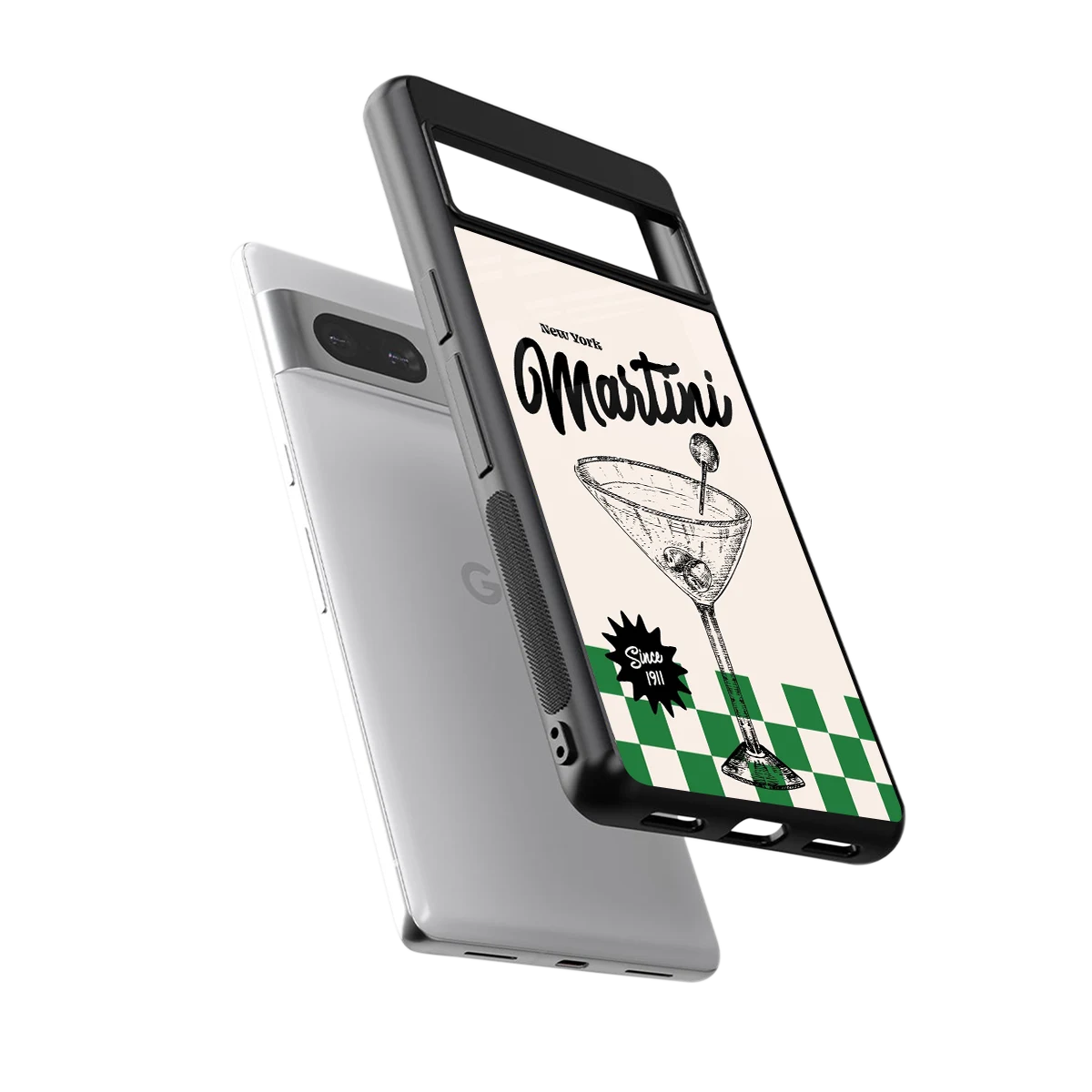 Newyork Martini sleek google pixel 7 cover with tempered glass back and TPU edges