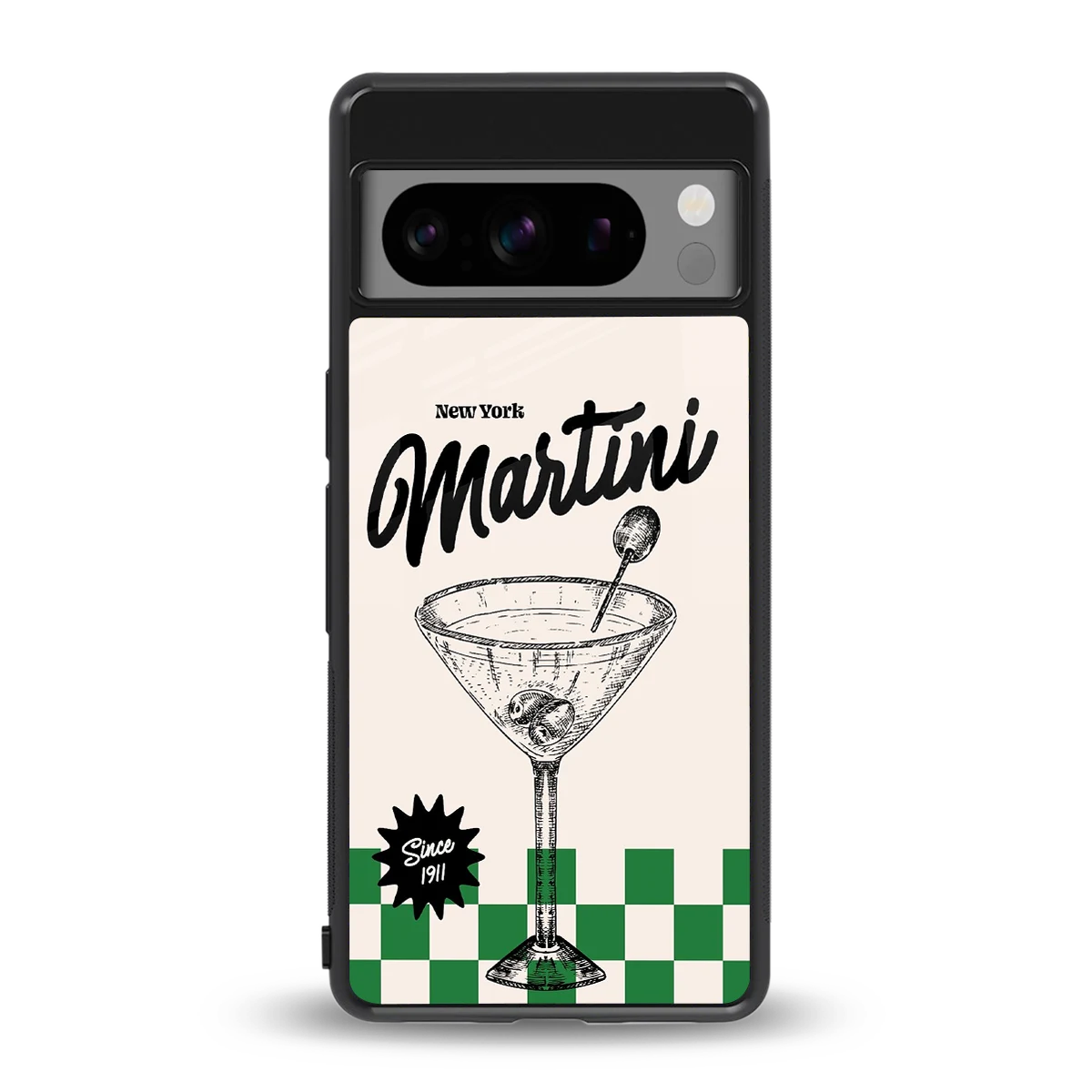 Newyork Martini back phone cover | glass case for google pixel 8 pro