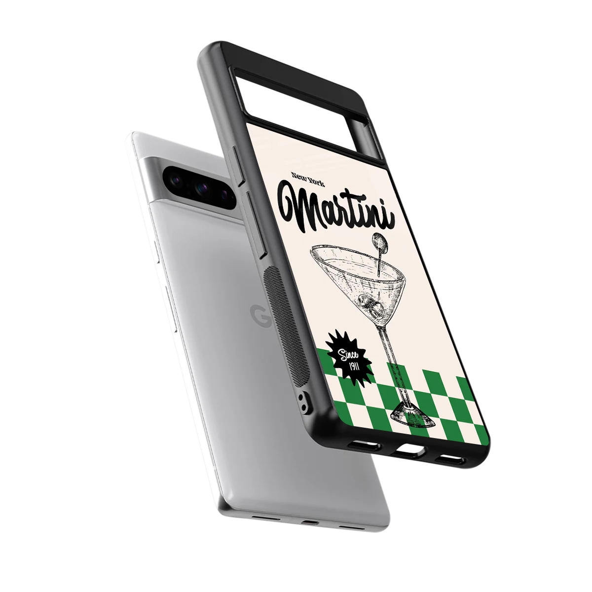 Newyork Martini sleek google pixel 8 pro cover with tempered glass back and TPU edges