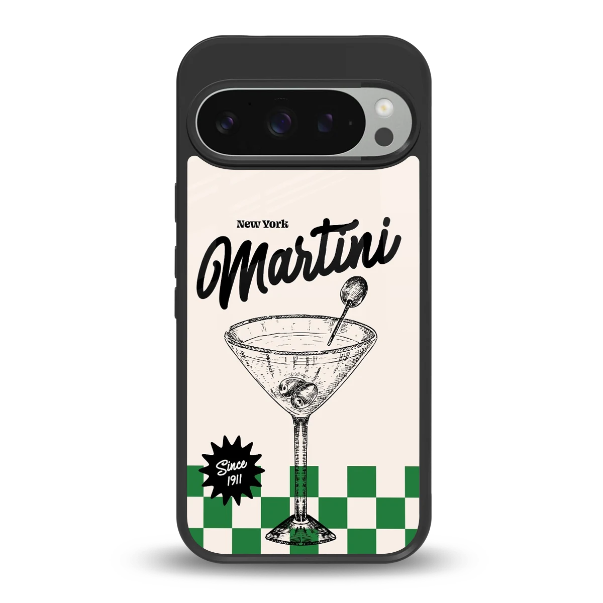 Newyork Martini back phone cover | glass case for google pixel 9 pro xl