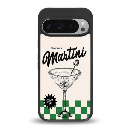 Newyork Martini back phone cover | glass case for google pixel 9 pro xl