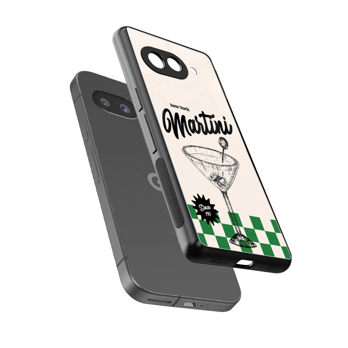 Newyork Martini sleek google pixel 9a cover with tempered glass back and TPU edges