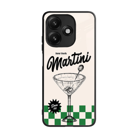 Newyork Martini back phone cover | glass case for redmi 12 5g