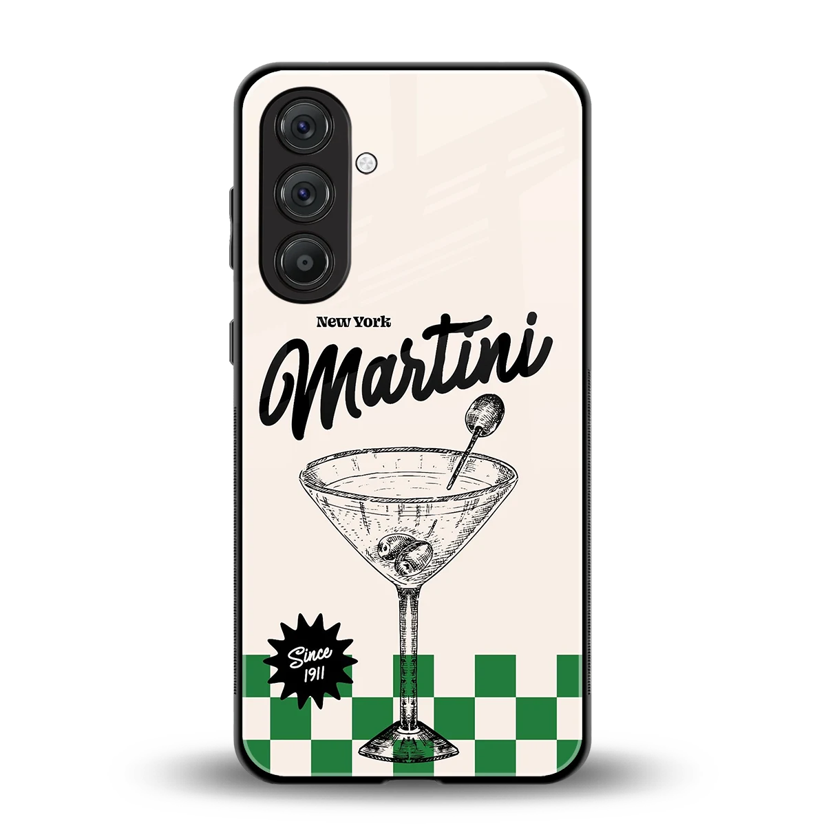 Newyork Martini back phone cover | glass case for samsung galaxy m36 5g