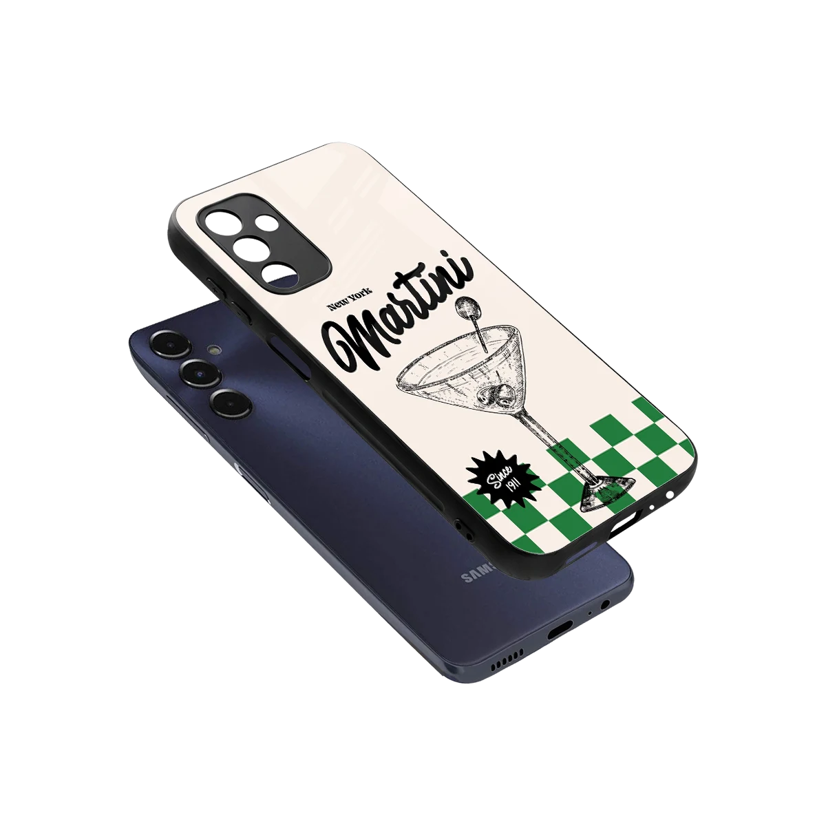 Newyork Martini sleek samsung galaxy m14 5g cover with tempered glass back and TPU edges