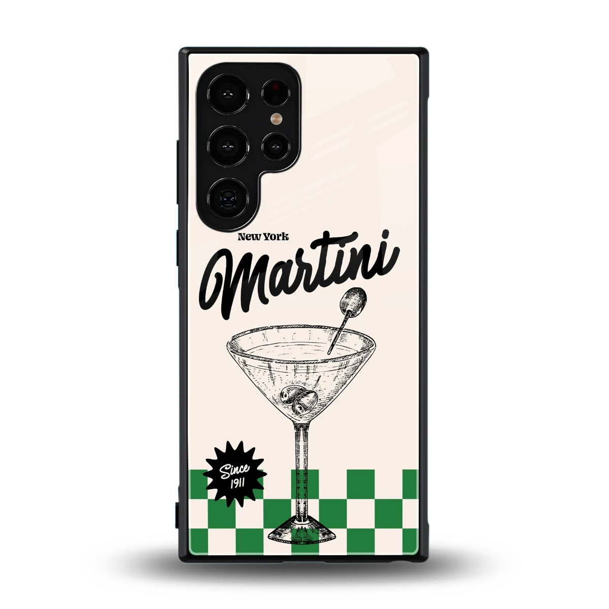 Newyork Martini back phone cover | glass case for samsung galaxy s24 ultra