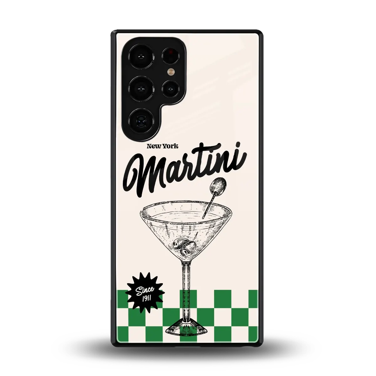 Newyork Martini back phone cover | glass case for samsung galaxy s25 ultra