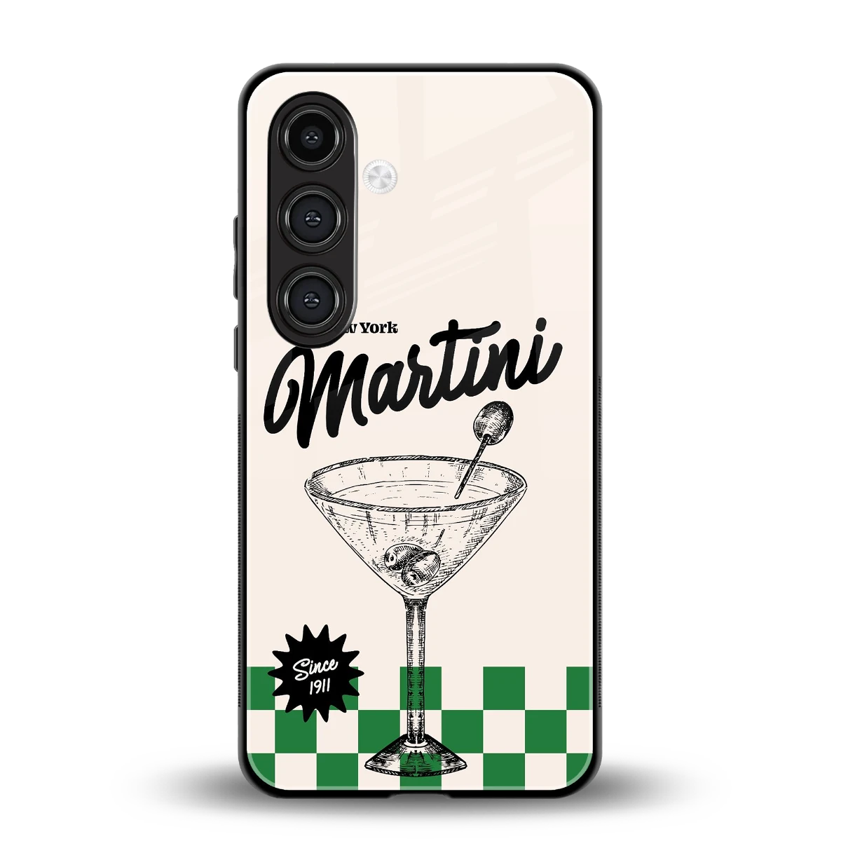 Newyork Martini back phone cover | glass case for samsung galaxy s25 plus
