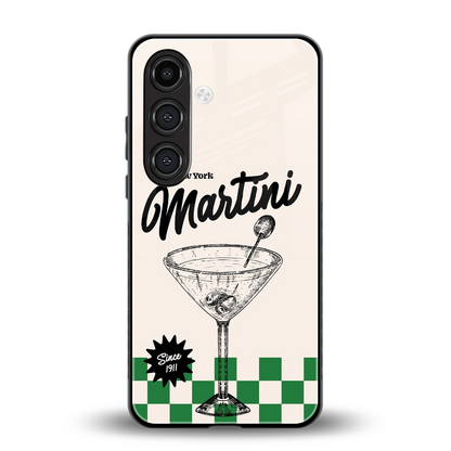 Newyork Martini back phone cover | glass case for samsung galaxy s25 plus