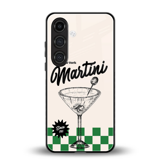 Newyork Martini back phone cover | glass case for samsung galaxy s25 plus