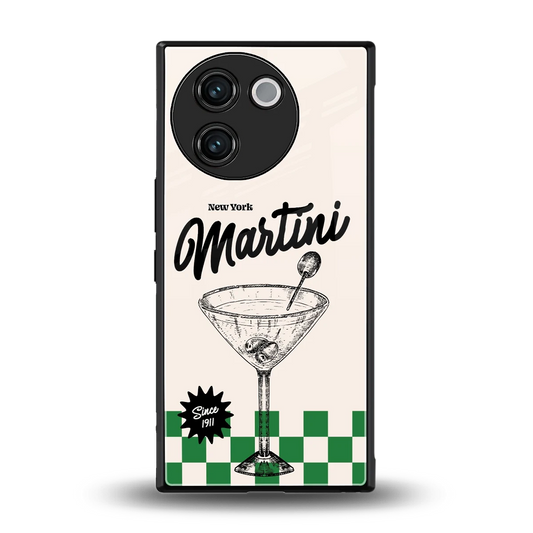 Newyork Martini back phone cover | glass case for vivo v30e