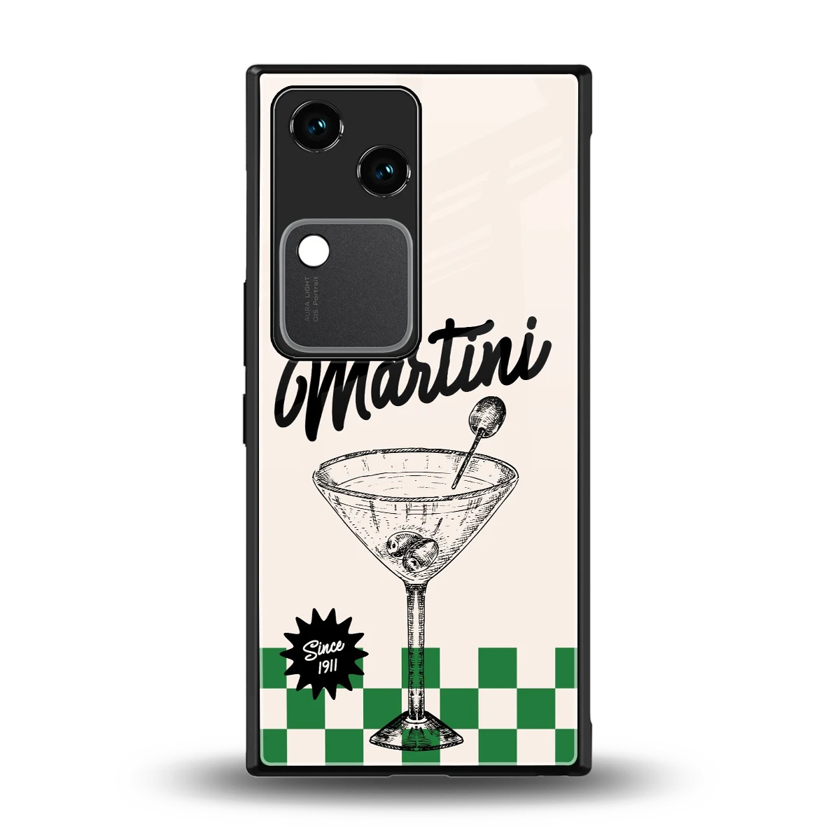 Newyork Martini back phone cover | glass case for vivo v30