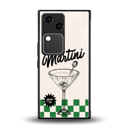 Newyork Martini back phone cover | glass case for vivo v30
