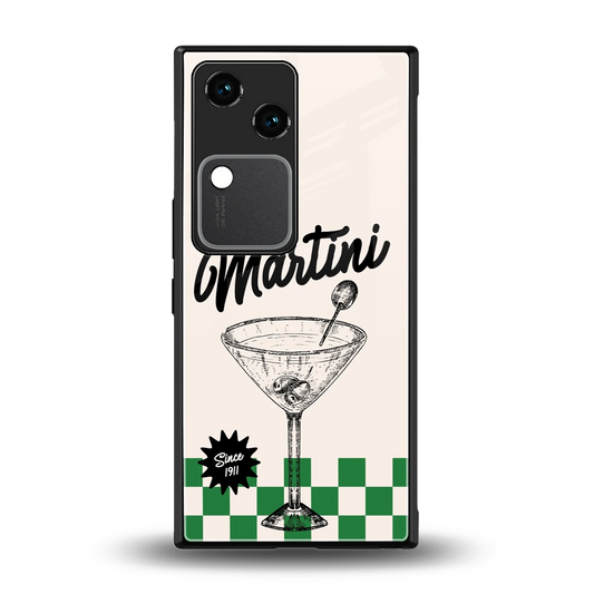 Newyork Martini back phone cover | glass case for vivo v30