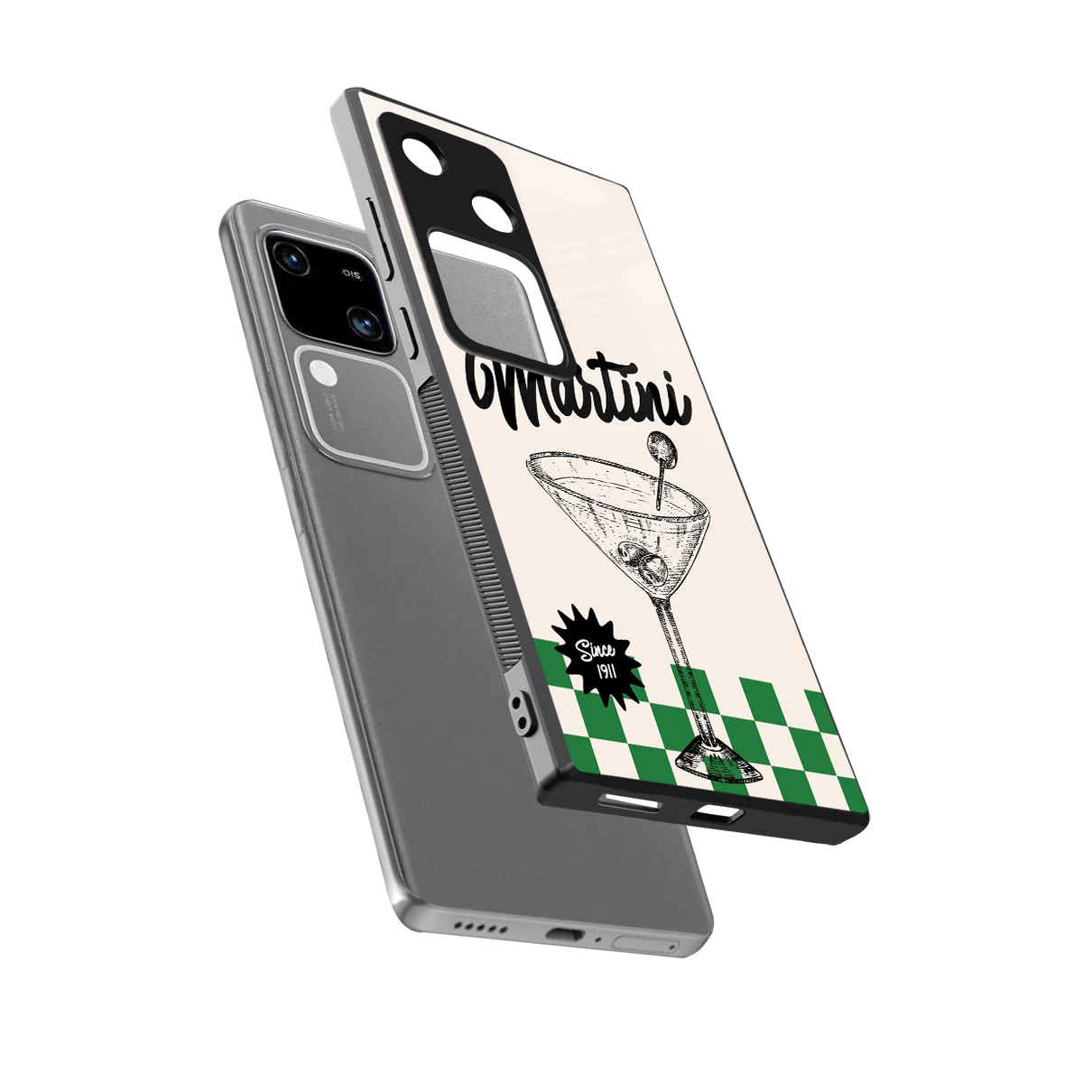 Newyork Martini sleek vivo v30 cover with tempered glass back and TPU edges