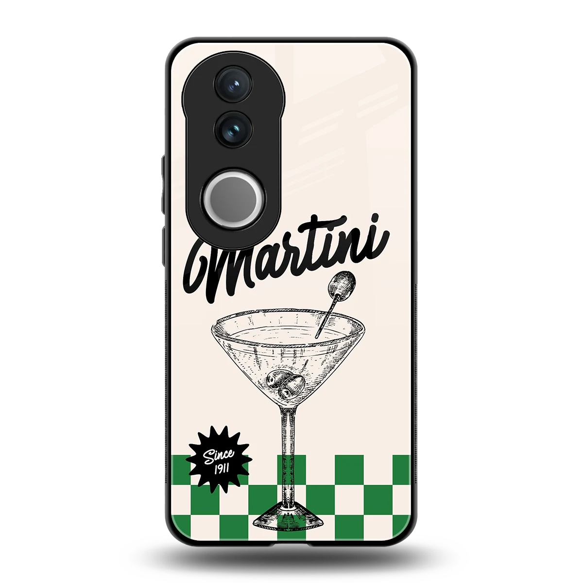 Newyork Martini back phone cover | glass case for vivo v50