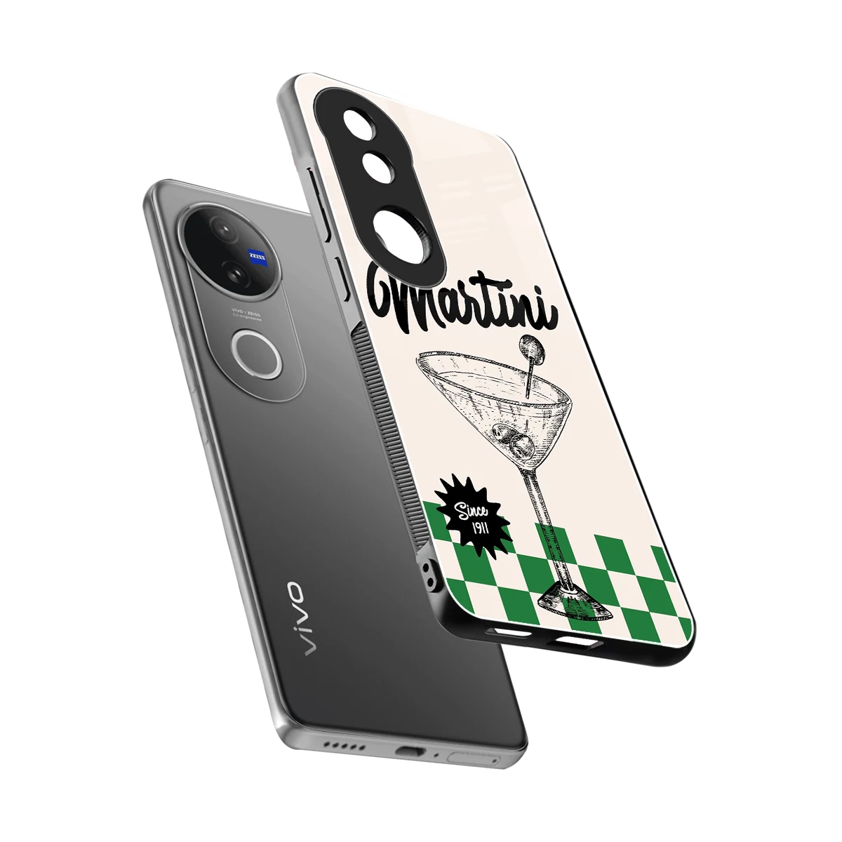 Newyork Martini sleek vivo v50 cover with tempered glass back and TPU edges