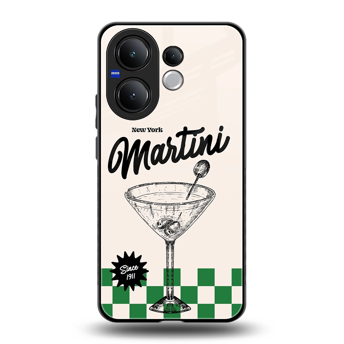 Newyork Martini back phone cover | glass case for vivo v60