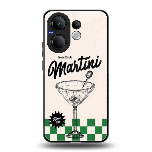 Newyork Martini back phone cover | glass case for vivo v60