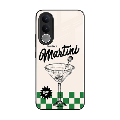 Newyork Martini back phone cover | glass case for vivo v70 fe
