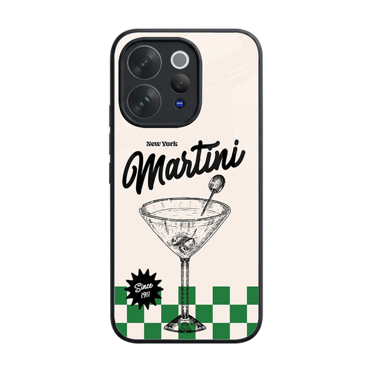 Newyork Martini back phone cover | glass case for vivo v70